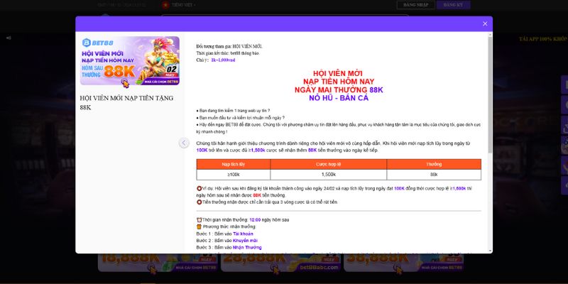 Nạp tiền hôm nay nhận ngay 88K vào hôm sau
